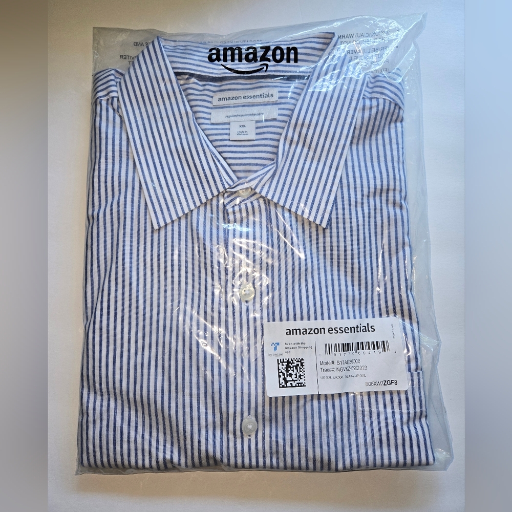 Amazon Essentials Men's XXL Long Sleeve Button-down Shirt NEW